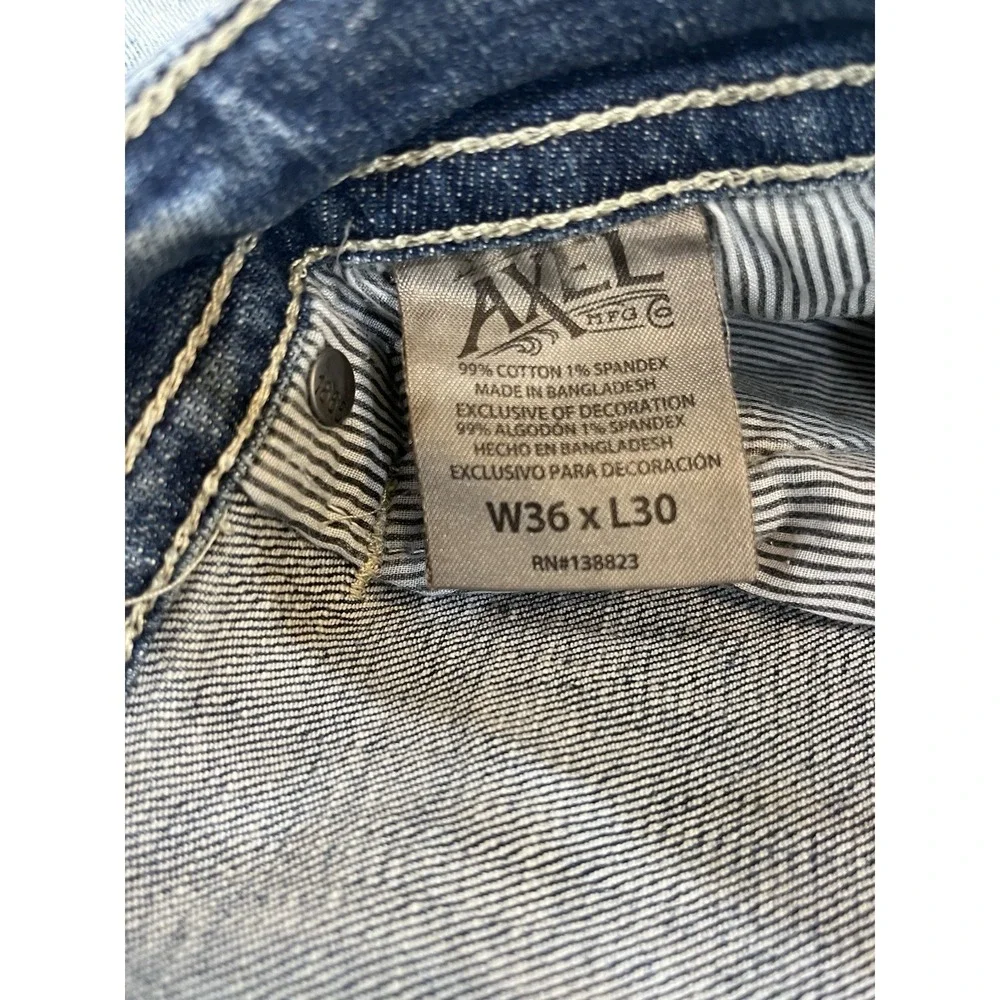 TK Axel Jeans Men's Size 36x30 (39x30) Blue Stretch Denim Bootcut‎ Jeans